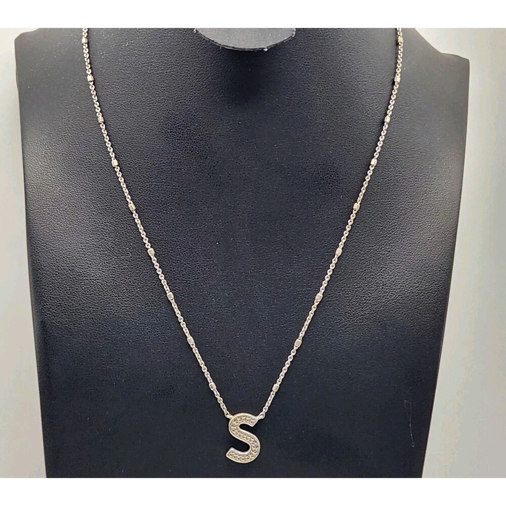 Kendra Scott Initial "S" Letter Station Pendant Necklace 16" Gold Tone #7